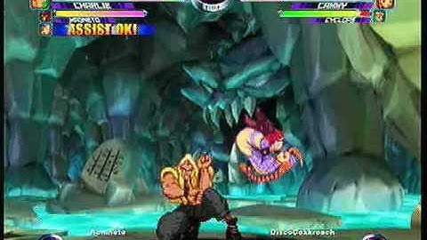 MvC2 Online (360): Brett (Cha/Mag/Psy) vs DiscoCokkroach (Guile/Cammy/Cyke) 22 .:5.4.10:.