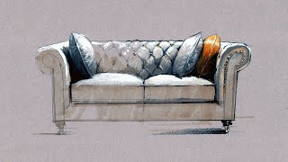 Hand Rendering, Colored Paper, Sofa (Full) 210112