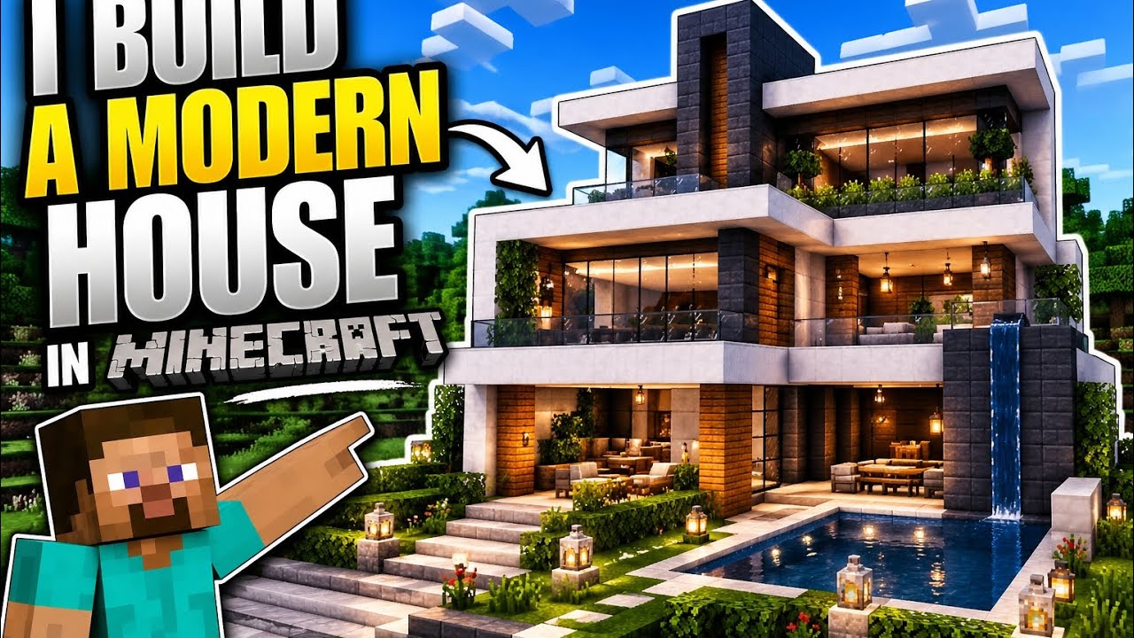 I Built a Modern House in Minecraft Survival 😱🔥 - YouTube