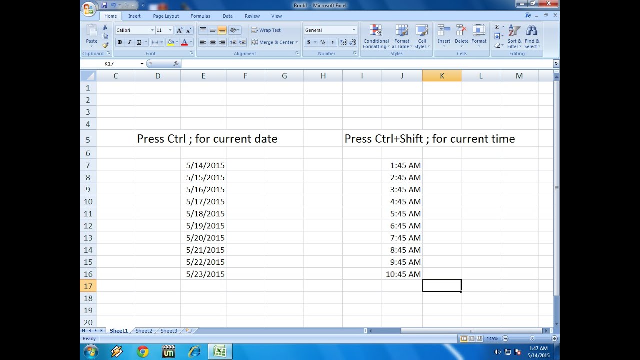 Image result for shortcut for time in excel