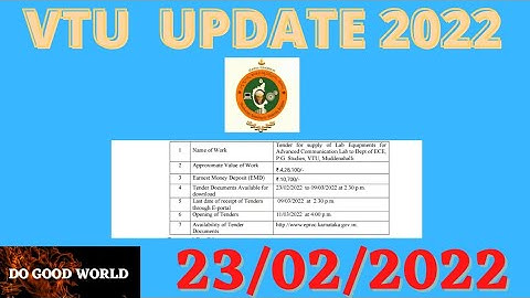VTU LATEST UPDATE 2022 || VTU UPDATE TODAY || TENDER NOTIFICATION || #vtu #update #DOGOODWORLD