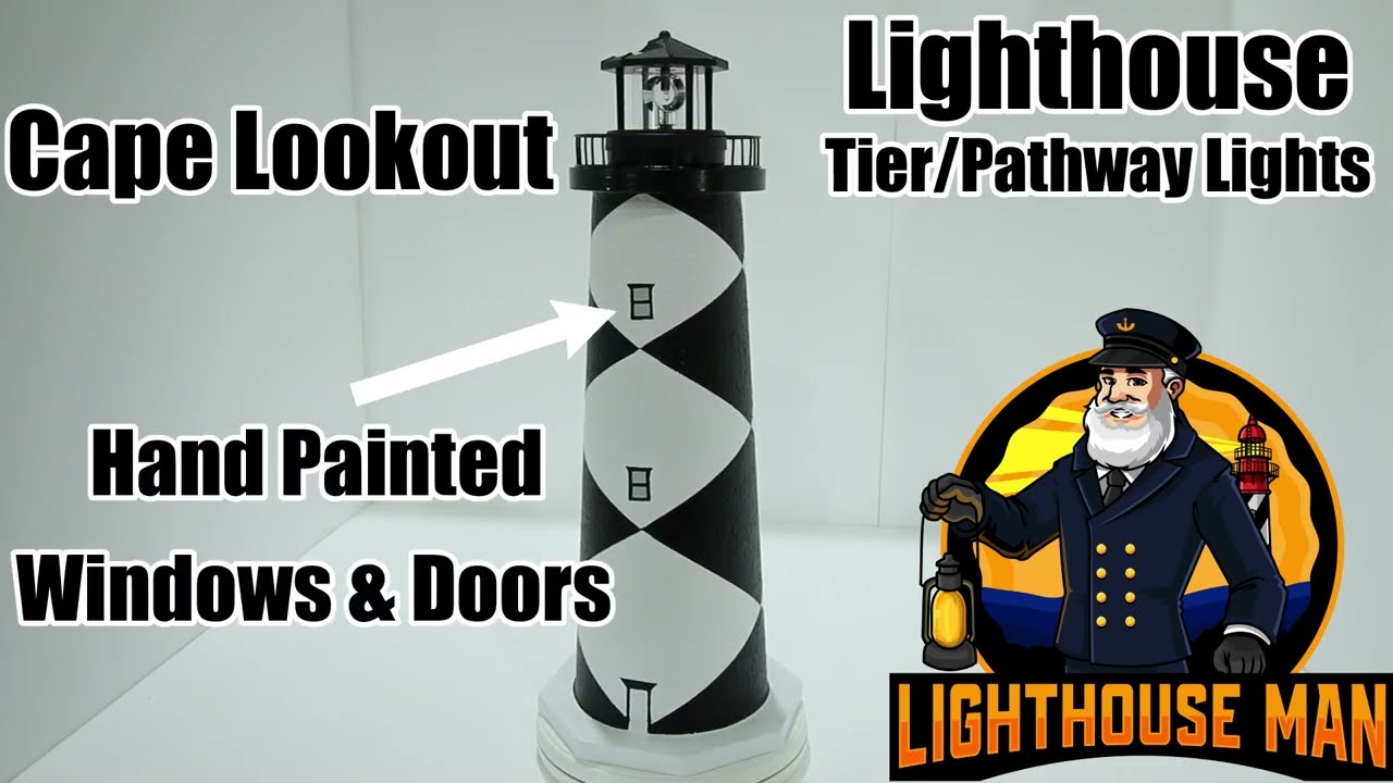 Cape Lookout Tier / Pathway Lighthouse for Home Lawn & Garden, Solar Revolving Beacon