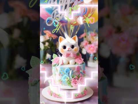 Cat Happy birthday to you song 💖flower decoration #catbirthday #birthday #birthdaycake #song #생일