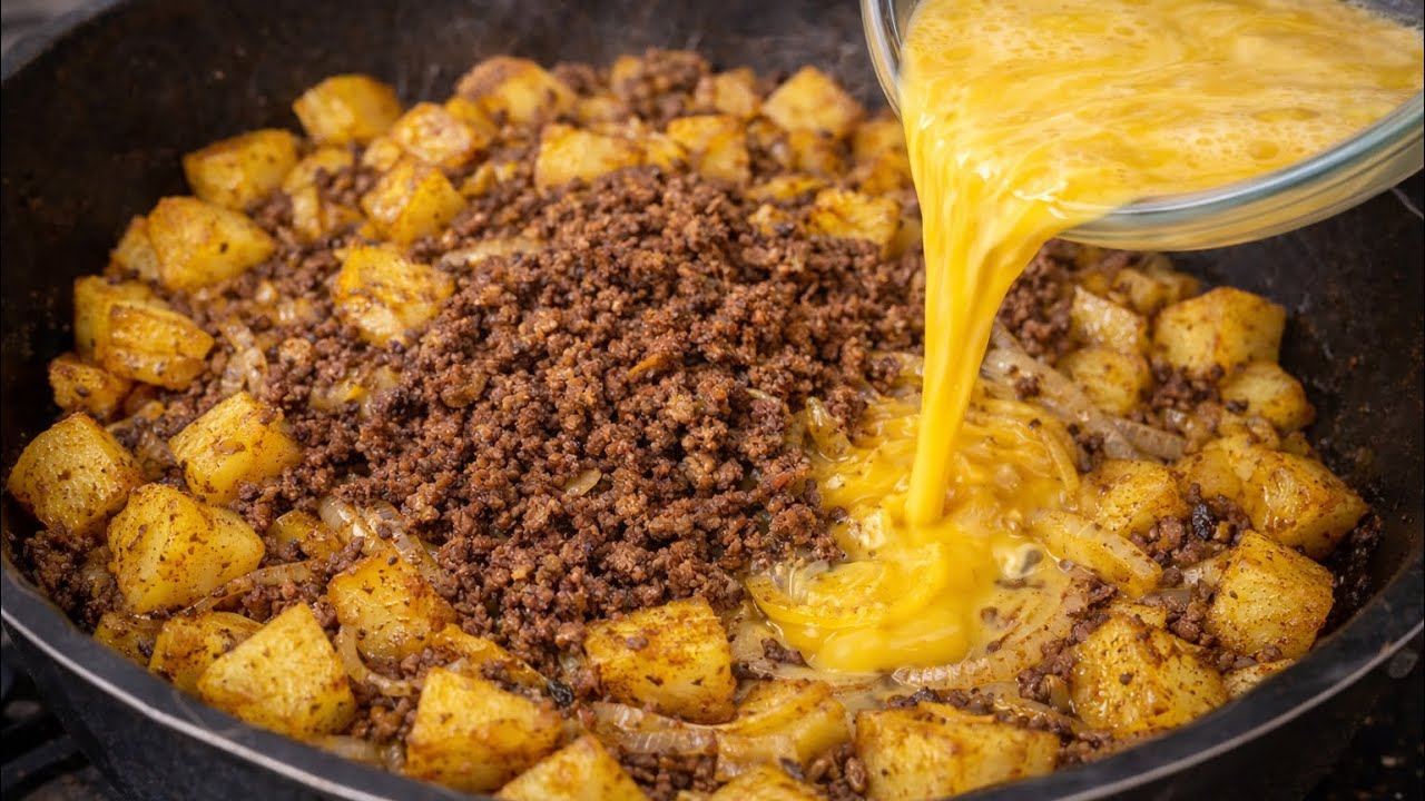 Better Than Pizza! Delicious Potato and Ground Beef Skillet