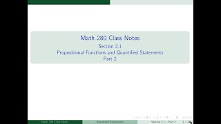 2.1 Propositional Functions and Quantified Statements Part 2