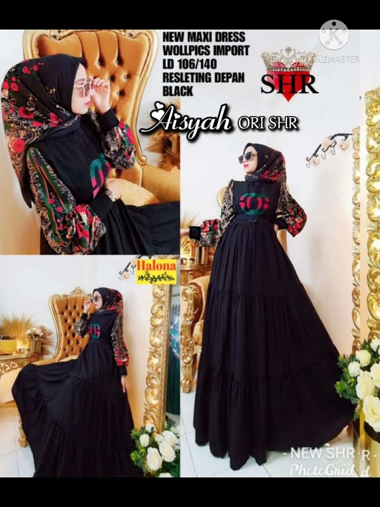 GAMIS TERBARU ORI SHR AISYAH MAXI READY BLACK