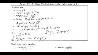 Using Algebra Approaches to Evaluate Limits