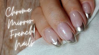 How to do Chrome Mirror French Nails / Kuku palsu