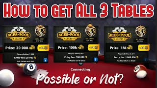 3 Tables of Aces of Pool | Is it Possible to Get them in your 8 ball pool account