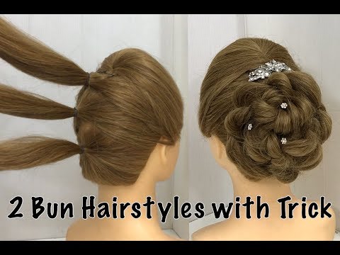 2 Easy Bun Hairstyles With Trick For Wedding Party Prom