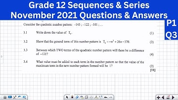 Grade 12 Sequences & Series November 2021 Past Exam Paper Memo [ Q3 P1 DBE ]