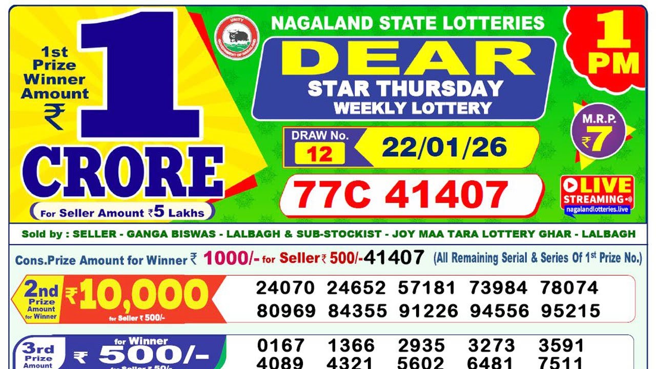 Lottery Live today 1pm 22.01.2026