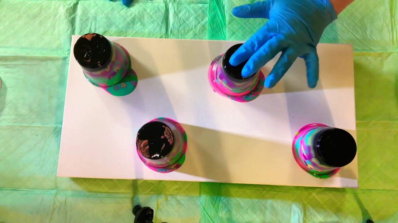 NEON ACRYLIC POUR with lots of cells!!!