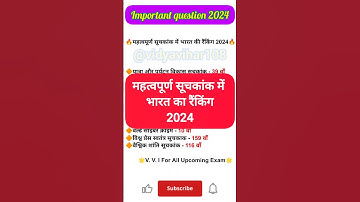 Important Index in 2024 || India ranking in Index 2024 #shorts #currentaffairs #index