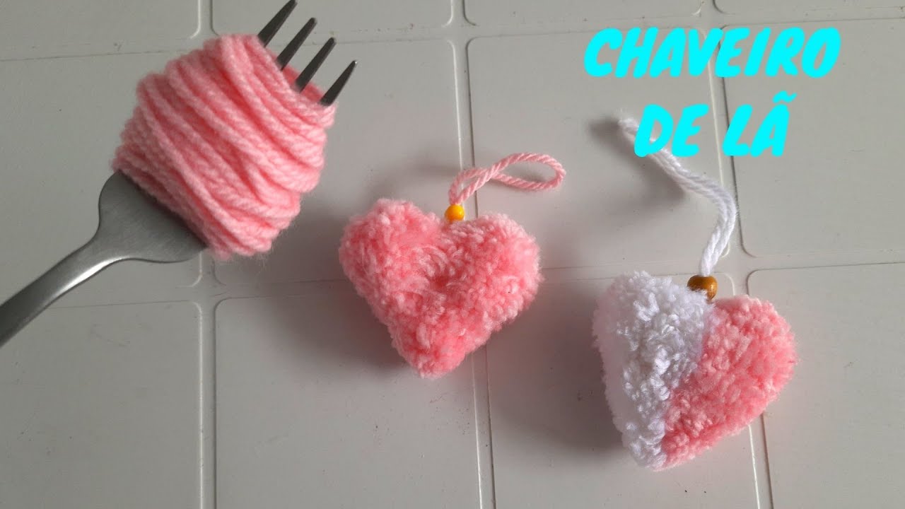 💓 Dia dos Namorados, Chaveiro de Coração feito de Lã! DIY com o Passo a Passo 💗