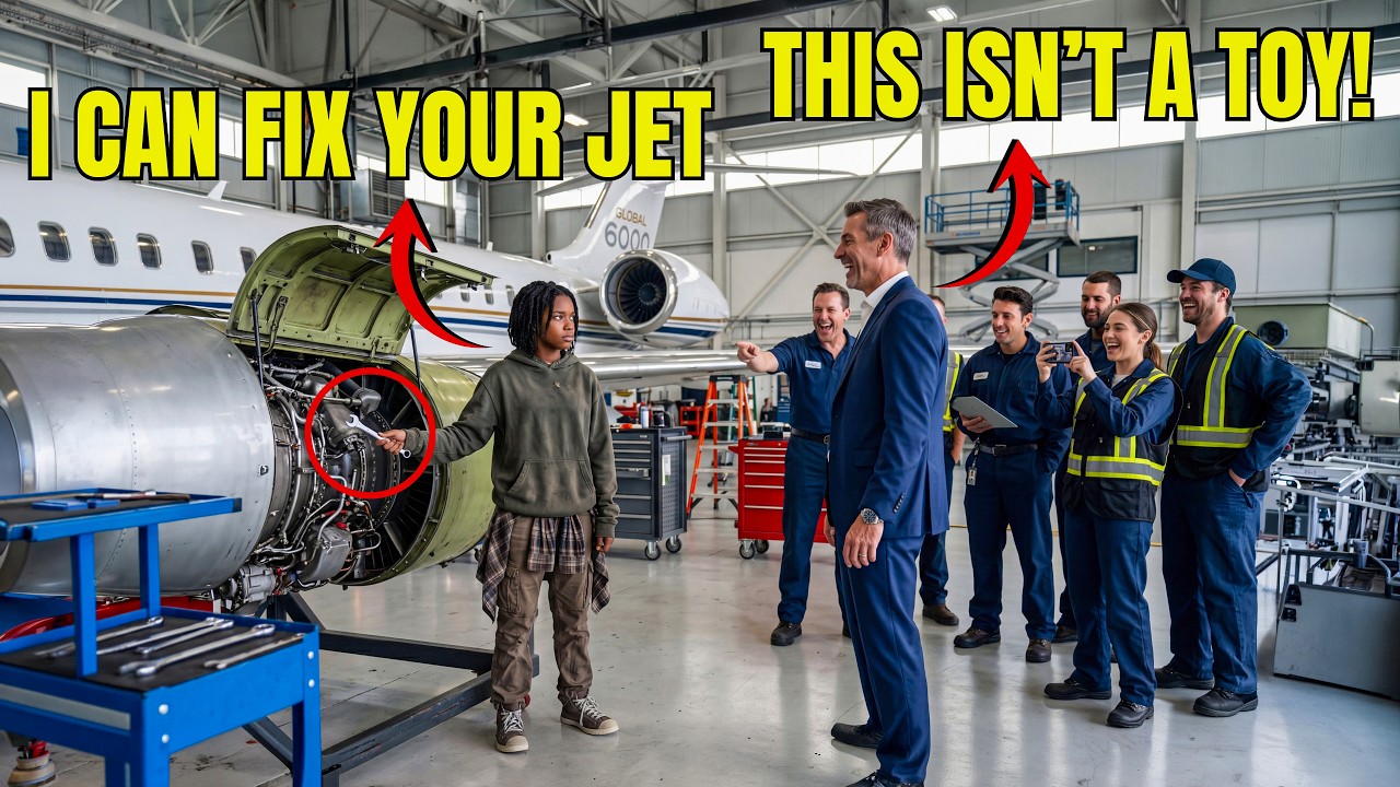 Homeless Girl Tells Billionaire 'I Can Fix Your Jet' — He Laughed, 50 Mechanics Failed, Then She...