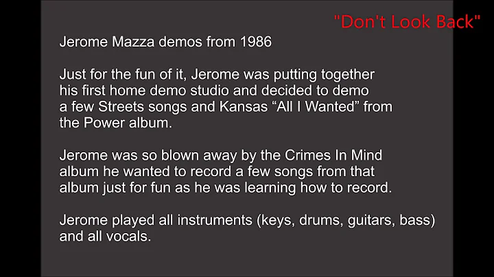 Jerome Mazza 1986 demos of Streets Crimes In Mind ...