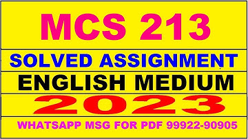 mcs 213 solved assignment 2023 | mcs 213 solved assignment in english 2022-2023 | mcs 213 2023