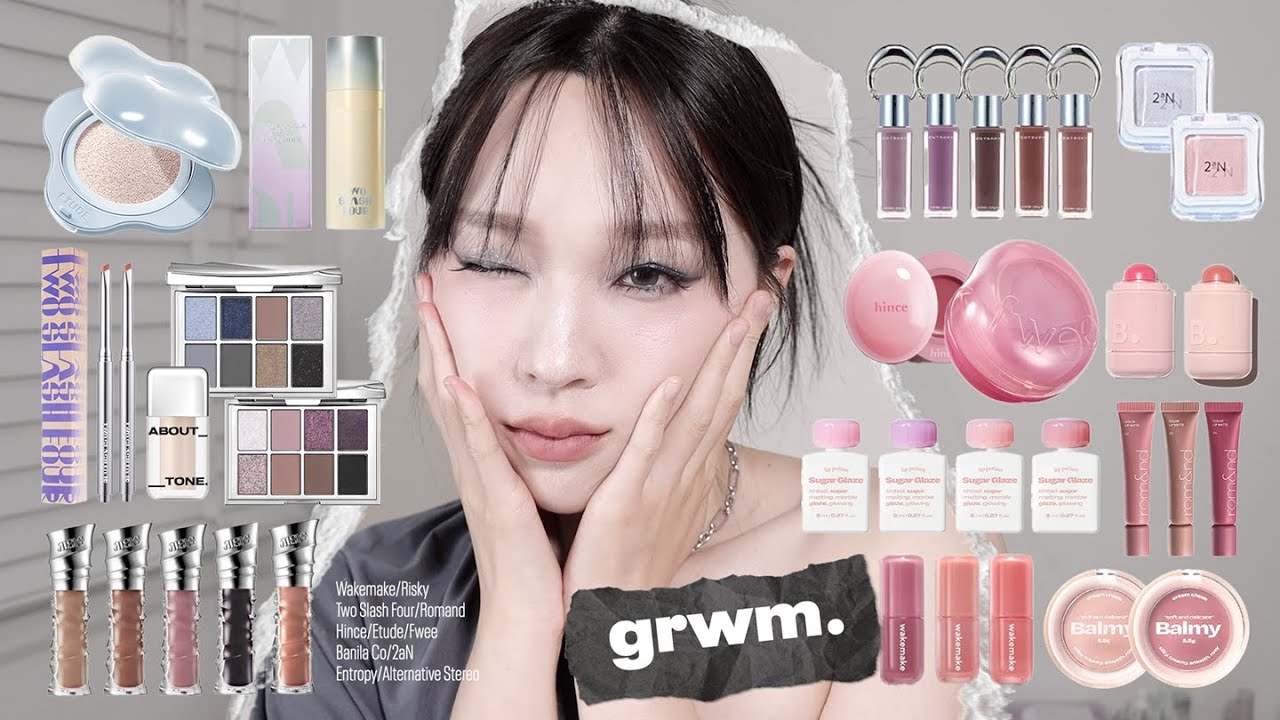 韓妝新品GRWM🪩🖤超多熱門新品!! Entropy吊飾唇釉/kitts聯名氣墊/Risky煙燻眼影盤/Banila Co腮紅棒/Romand唇泥 | heyitsmindy