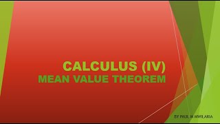 MEAN VALUE THEOREM SMA2217