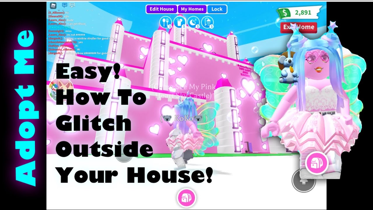 How To Glitch Outside My Adopt Me House Easy Leah Ashe Pink Heart Sky Castle Candy Shop Youtube - roblox adopt me glitches