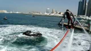 Dolphin jetpack action at Dubai Marina