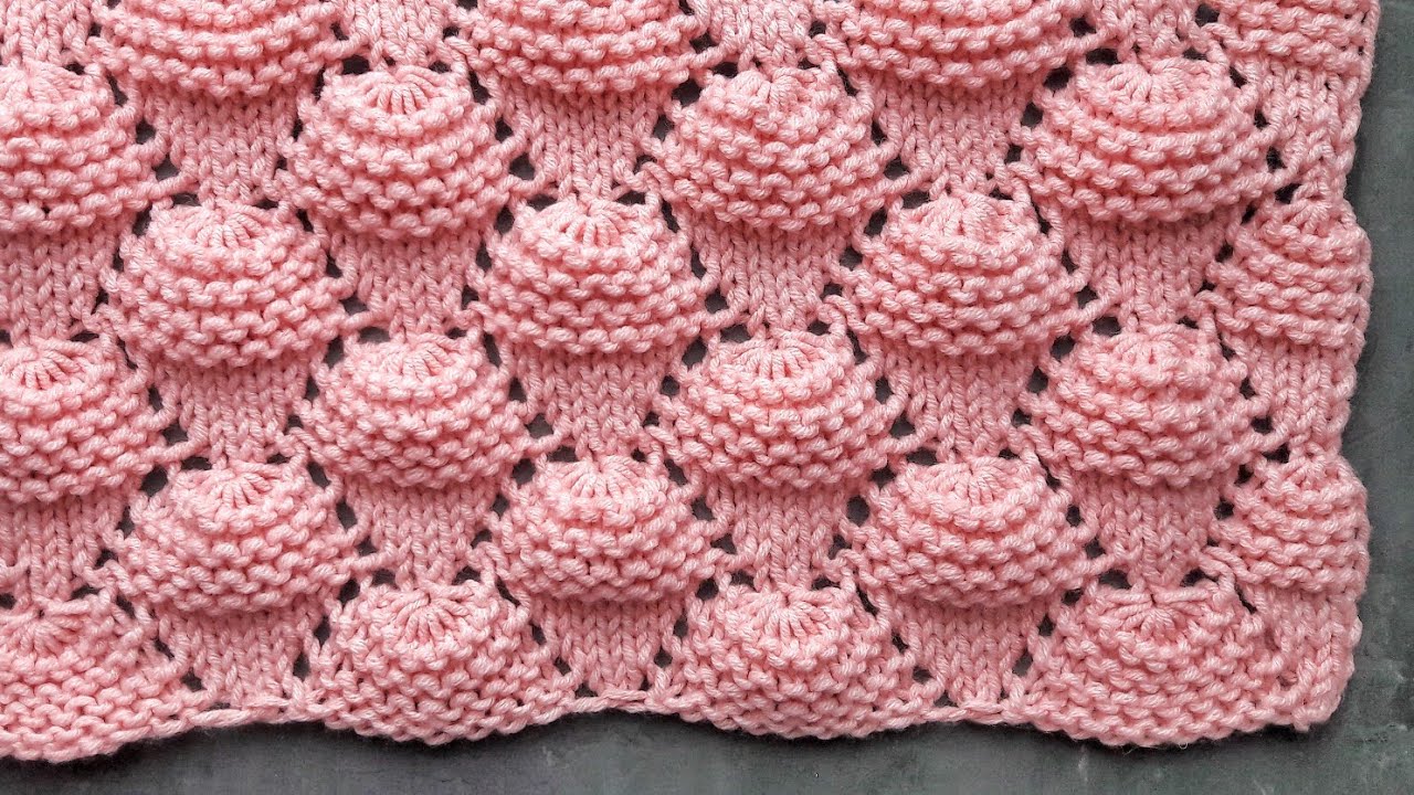 Объемный необычный узор спицами / Мороженое рожок