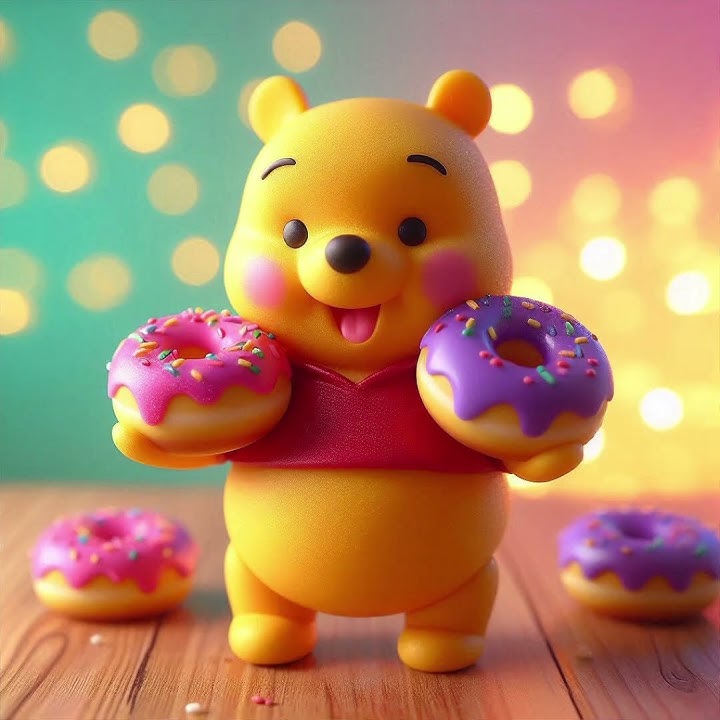 Pooh is eating donuts 🍩☕️ #AI #Pooh #Donuts