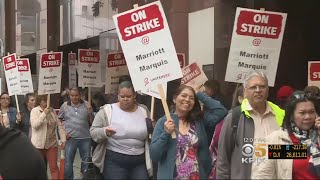Marriott Workers Protest Outside Of SF And SJ Hotels