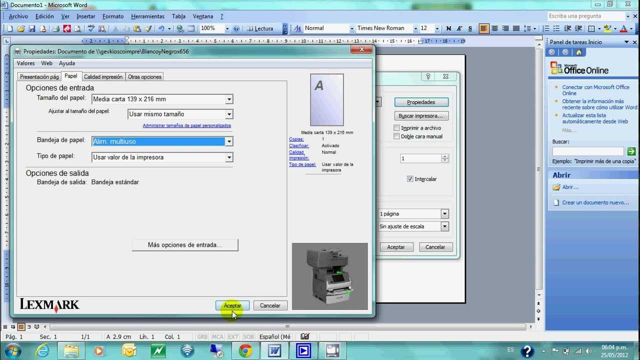 Office 2003 Impresión Media Carta YouTube