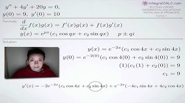 Second-Order Differential Equations Initial Value Problems Example 4 (KristaKingMath)