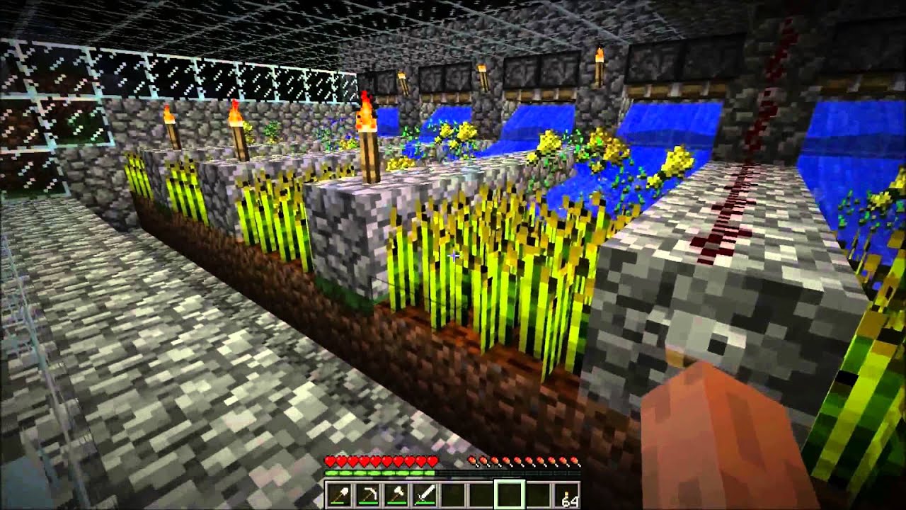 How To Minecraft -- How To Make A Semi Automatic Wheat Farm - YouTube