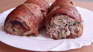 Мясной рулет в беконе запеченный в духовке - bacon meatloaf Мясной рулет в беконе запеченный в духовке - bacon meatloaf