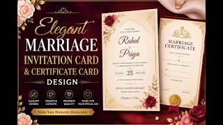 Elegant Marriage Invitation Card &amp; Certificate card Design