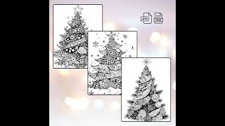 Zentangle Christmas Tree Clipart Doodle | Festive Hand-Drawn Digital Art