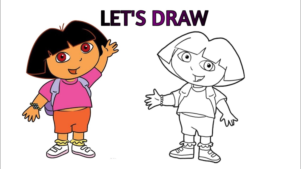 How to draw DORA THE EXPLORER - step by step |Cartoon characters ...