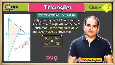 line segment DF intersect the side AC of a triangle ABC at the point E such that E is the mid-point