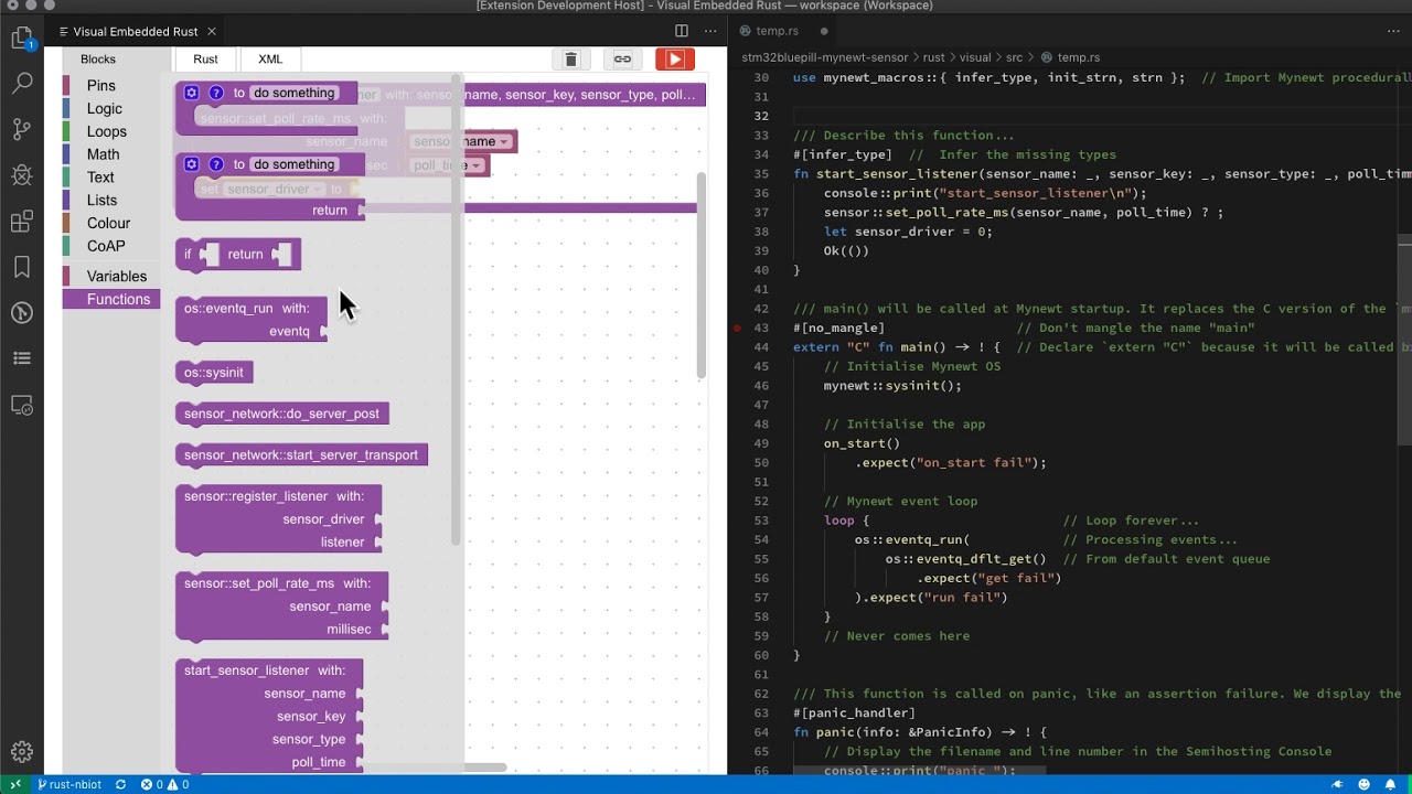 Visual Embedded Rust with Visual Studio Code: Start Sensor Listener -  YouTube