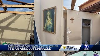 'It's a miracle': Wife, son lay over quadriplegic man in upstairs bedroom as tornado strikes Elkh...