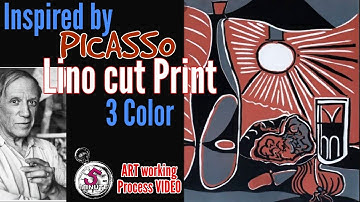 / inspired by Picasso / Learn Lino cut Printing / 3 color / master paintor / Print Maker / how to /