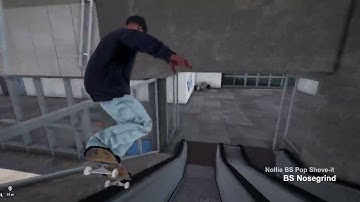 nollie backside pop shove it into backside nose grind down an escalator in session. #love #skate
