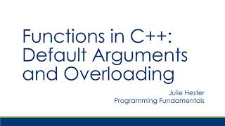 Advanced Functions Default Parameters And Function Overloading In C Tutorial
