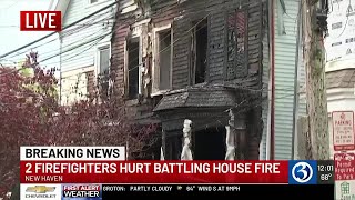 VIDEO: 2 firefighters hurt making rescue in New Haven fire