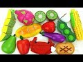 Fun Learning Names of Fruit and Vegetables with Wooden Toys velcro Cutting Fun for Kids