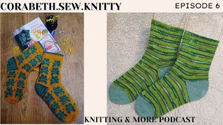 Knitting Podcast Knitted socks, Knitted Shamrock Bouquet socks + new socks, Sophie Scarf-more WIPS