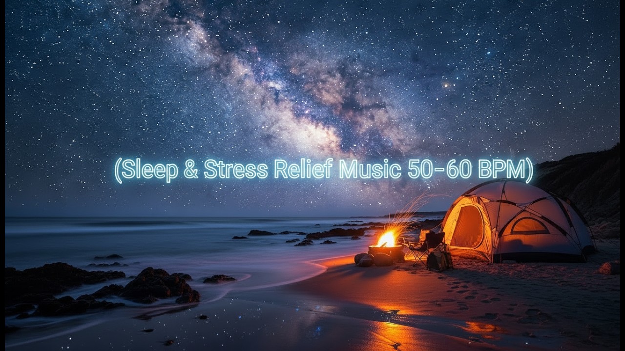 🌌 Relaxing Campfire Night by the Ocean  Sleep &