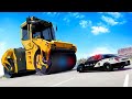 GIANT Road Roller Ends Police Chase - BeamNG Drive Crashes