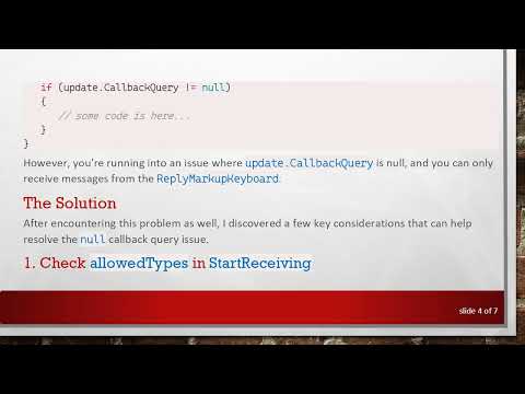 Resolving the null Callback Query Issue in Your Telegram Bot with C#