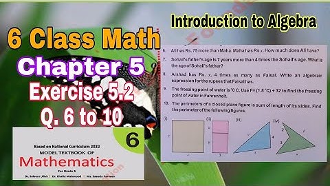 Class 6 Math Chapter 5 Exercise 5.2 | Q. 6 to 10 |introduction to algebra|SNC|NBF | ilmi darasgah