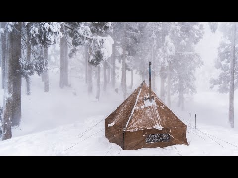 Видео: Одиночный поход в метель | Палатка, которая безопасна даже в бурном лесу